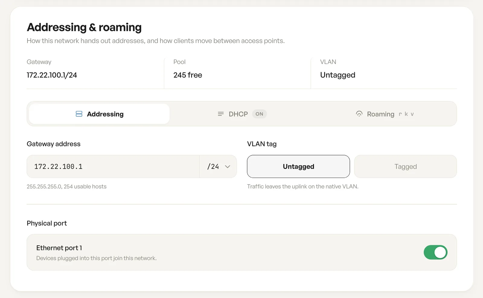 Address and ports settings in the HaloWiFi dashboard