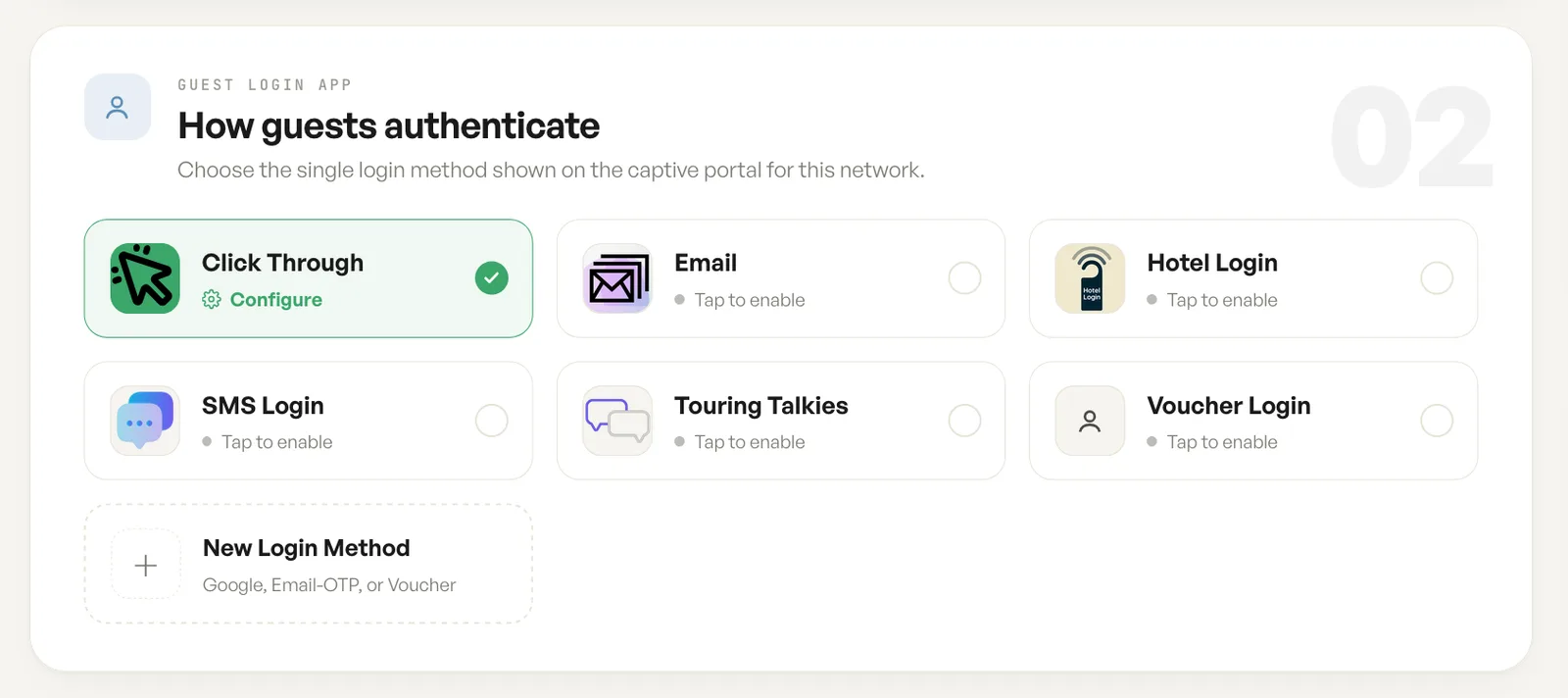 Choose a login app settings in the HaloWiFi dashboard