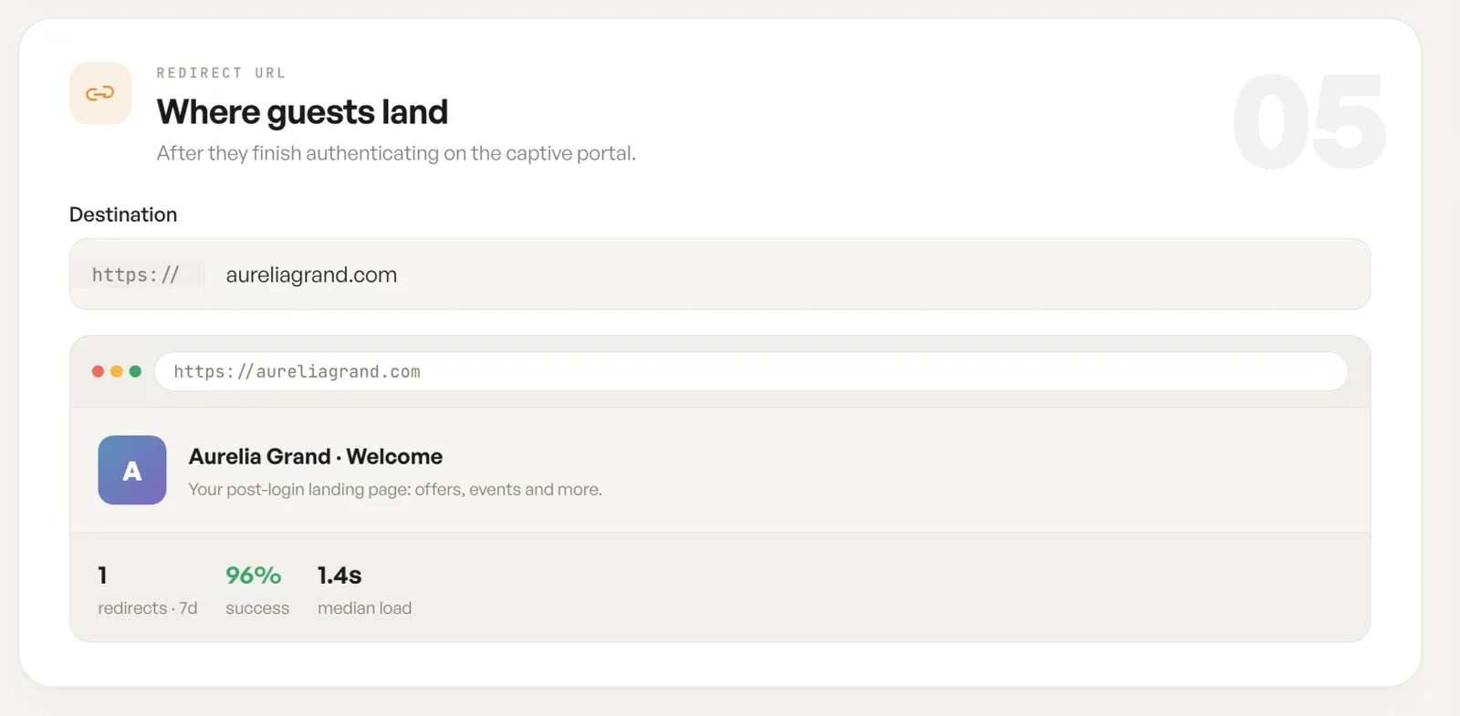Redirect URL settings in the HaloWiFi dashboard